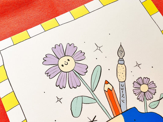 Art Supplies Vase Postcard