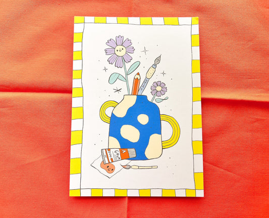 Art Supplies Vase Postcard