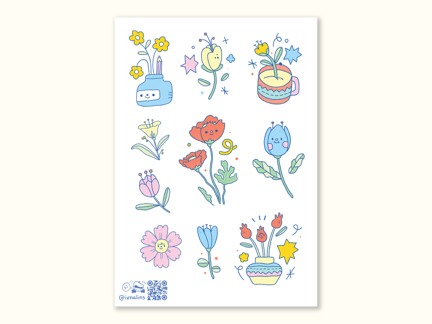"Colors & Flowers" Sticker Sheet