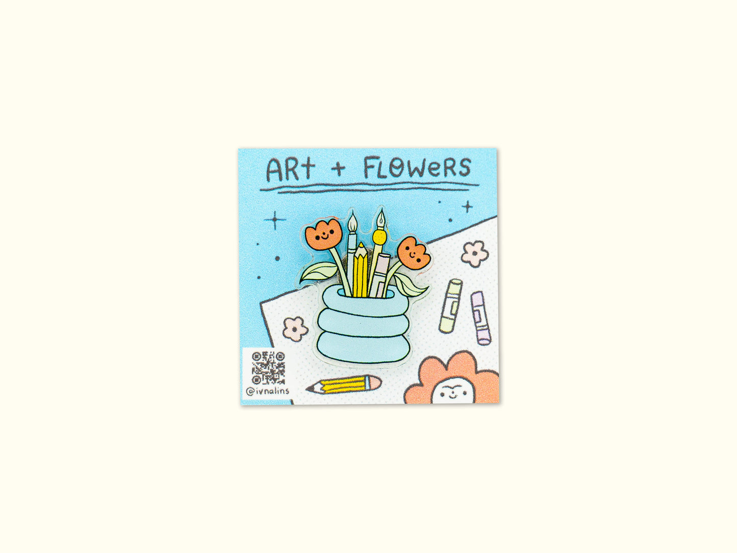 "Art + Flowers" Acrylic Pin