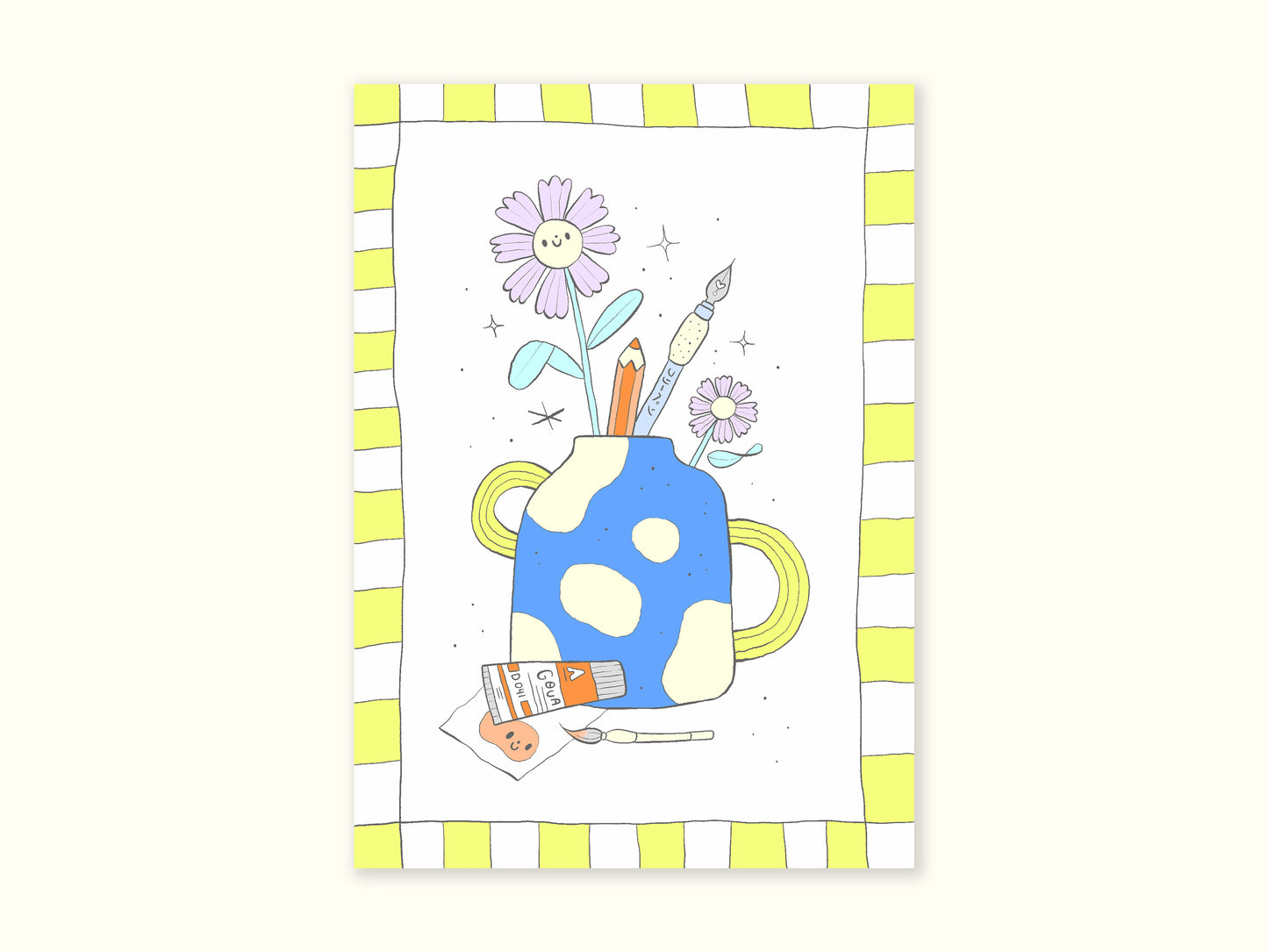 "Art Supplies Vase" Postcard