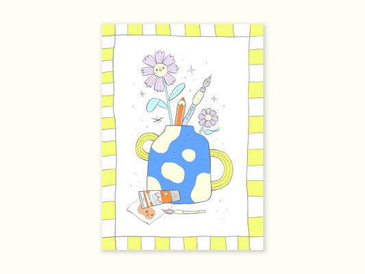 "Art Supplies Vase" Postcard